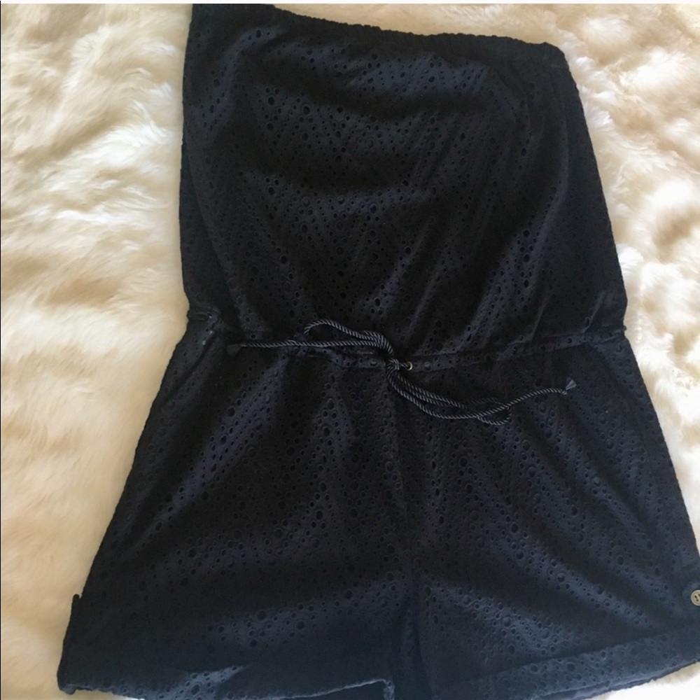 The Limited Black eyelet strapless romper